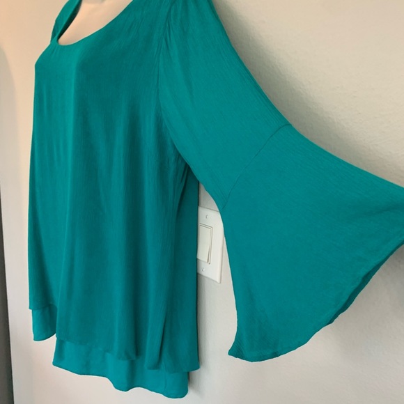 Soft Surroundings lined teal flowing blouse PXL - Picture 3 of 8